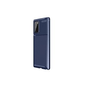 Teleplus Samsung Galaxy Note 20 Negro Karbon Lacivert Tam Kapatan Nano Ekran Koruyucu Silikon Cep Telefonu Kılıf