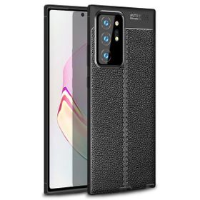 Teleplus Samsung Galaxy Note 20 Ultra Deri Dokulu Silikon Siyah Kılıf