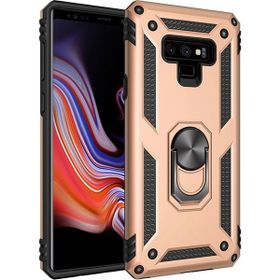 Teleplus Samsung Galaxy Note 9 Vega Yüzüklü Çift Katmanlı Tank Silikon Rose Gold Cep Telefonu Kılıfı