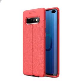 Teleplus Samsung Galaxy S10 Deri Dokulu Kırmızı Silikon Kılıf