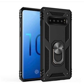 Teleplus Samsung Galaxy S10 Plus Vega Yüzüklü Tank Kapak Siyah Kılıf