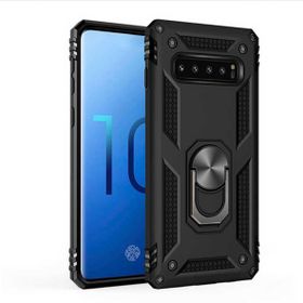 Teleplus Samsung Galaxy S10 Plus Vega Yüzüklü Tank Kapak Siyah Kılıf