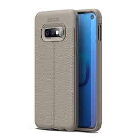 Teleplus Samsung Galaxy S10E Deri Dokulu Gri Silikon Kılıf