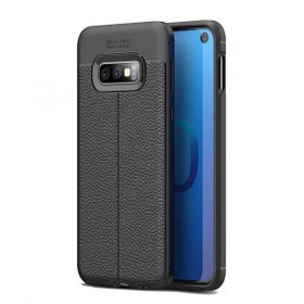Teleplus Samsung Galaxy S10E Deri Dokulu Gri Silikon Kılıf