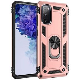 Teleplus Samsung Galaxy S20 FE Vega Yüzüklü Standlı Tank Kapak Rose Altın Kılıf