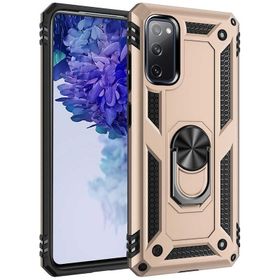 Teleplus Samsung Galaxy S20 FE Vega Yüzüklü Standlı Tank Kapak Rose Altın Kılıf