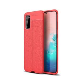 Teleplus Samsung Galaxy S20 Plus Deri Dokulu Kırmızı Silikon Kılıf