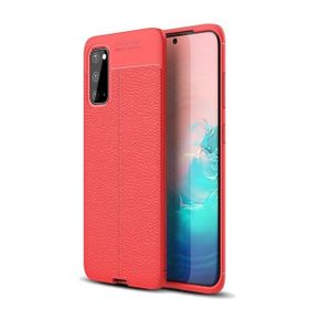 Teleplus Samsung Galaxy S20 Plus Deri Dokulu Kırmızı Silikon Kılıf