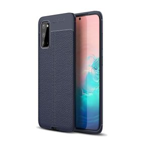 Teleplus Samsung Galaxy S20 Ultra Deri Dokulu Silikon Lacivert Kılıf