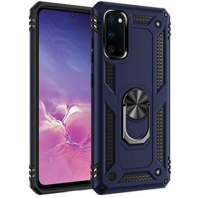 Teleplus Samsung Galaxy S20 Ultra Vega Yüzüklü Standlı Siyah Tank Kapak Kılıf