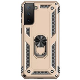 Teleplus Samsung Galaxy S21 5G Vega Yüzüklü Standlı Tank Kapak Gold Kılıf
