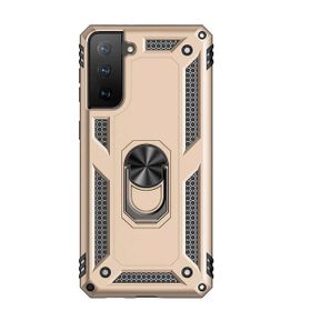 Teleplus Samsung Galaxy S21 5G Vega Yüzüklü Standlı Tank Kapak Gold Kılıf