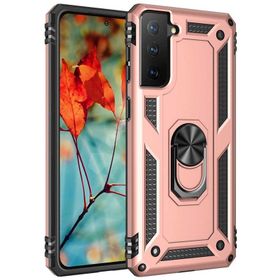 Teleplus Samsung Galaxy S21 FE Kılıf Vega Yüzüklü Shockproof Tank Silikon Rose Gold Kılıf