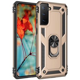 Teleplus Samsung Galaxy S21 FE Kılıf Vega Yüzüklü Shockproof Tank Silikon Rose Gold Kılıf