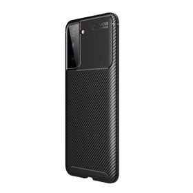 Teleplus Samsung Galaxy S21 Plus 5G Karbon Dokulu Negro Kahverengi Nano Ekran Koruyucu Silikon Kılıf
