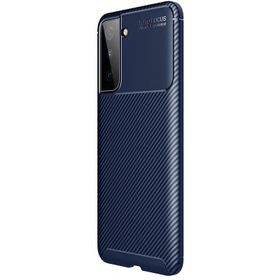 Teleplus Samsung Galaxy S21 Plus 5G Karbon Dokulu Negro Kahverengi Nano Ekran Koruyucu Silikon Kılıf