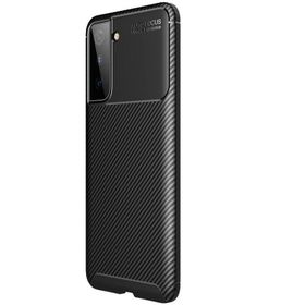 Teleplus Samsung Galaxy S21 Plus 5G Karbon Dokulu Negro Kahverengi Nano Ekran Koruyucu Silikon Kılıf