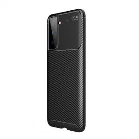 Teleplus Samsung Galaxy S21 Plus 5G Karbon Dokulu Negro Kahverengi Nano Ekran Koruyucu Silikon Kılıf