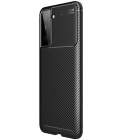 Teleplus Samsung Galaxy S21 Plus 5G Kılıf Karbon Dokulu Negro Silikon Kahverengi + Tam Kapatan Ekran Koruyucu + Kamera Koruyucu Kılıf