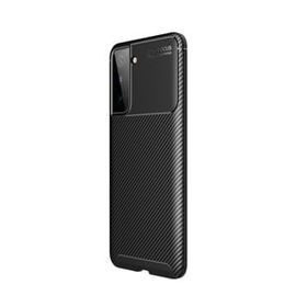 Teleplus Samsung Galaxy S21 Plus 5G Kılıf Karbon Dokulu Negro Silikon Kahverengi + Tam Kapatan Ekran Koruyucu + Kamera Koruyucu Kılıf
