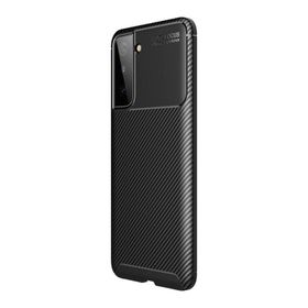 Teleplus Samsung Galaxy S21 Plus 5G Kılıf Karbon Dokulu Negro Silikon Kahverengi + Tam Kapatan Ekran Koruyucu + Kamera Koruyucu Kılıf