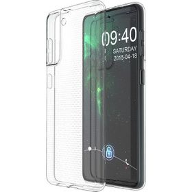 Teleplus Samsung Galaxy S21 Plus 5G Kılıf Lüks Korumalı Silikon Şeffaf + Tam Kapatan Ekran Koruyucu + Kamera Koruyucu Kılıf