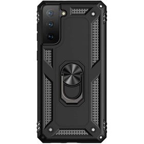 Teleplus Samsung Galaxy S21 Plus 5G Vega Yüzüklü Standlı Tank Kapak Kırmızı Cep Telefonu Kılıfı