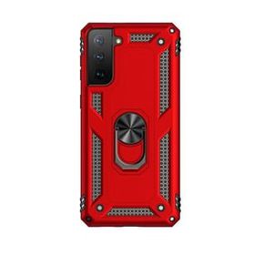 Teleplus Samsung Galaxy S21 Plus 5G Vega Yüzüklü Standlı Tank Kapak Kırmızı Cep Telefonu Kılıfı