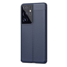 Teleplus Samsung Galaxy S21 Ultra 5g Deri Dokulu Niss Lacivert Silikon Cep Telefonu Kılıf