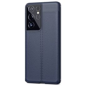 Teleplus Samsung Galaxy S21 Ultra 5g Deri Dokulu Niss Lacivert Silikon Cep Telefonu Kılıf