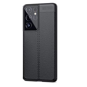Teleplus Samsung Galaxy S21 Ultra 5g Deri Dokulu Niss Lacivert Silikon Cep Telefonu Kılıf