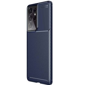 Teleplus Samsung Galaxy S21 Ultra 5G Karbon Dokulu Negro Silikon Kahverengi Kılıf