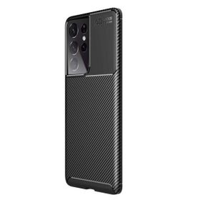 Teleplus Samsung Galaxy S21 Ultra 5G Karbon Dokulu Negro Silikon Kahverengi Kılıf