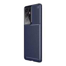 Teleplus Samsung Galaxy S21 Ultra 5G Karbon Dokulu Negro Silikon Kahverengi Kılıf