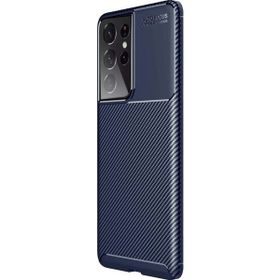 Teleplus Samsung Galaxy S21 Ultra 5g Karbon Dokulu Negro Tam Kapatan Ekran Koruyucu Lacivert Silikon Cep Telefonu Kılıf