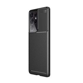 Teleplus Samsung Galaxy S21 Ultra 5g Karbon Dokulu Negro Tam Kapatan Ekran Koruyucu Lacivert Silikon Cep Telefonu Kılıf