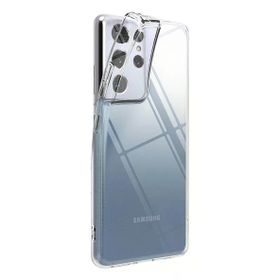 Teleplus Samsung Galaxy S21 Ultra 5G Lüks Korumalı Silikon Şeffaf Tam Kapatan Nano Ekran Koruyucu Kamera Koruyucu Kılıf