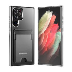 Teleplus Samsung Galaxy S22 Ultra 5G Ensa PC Sert Kartlıklı Silikon Şeffaf Kılıf
