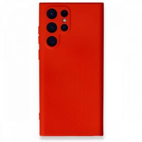 Teleplus Samsung Galaxy S22 Ultra 5G Kamera Korumalı Liquid Lansman Mara Silikon Kırmızı Kılıf