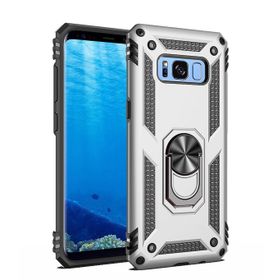 Teleplus Samsung Galaxy S8 Kılıf Vega Yüzüklü Çift Katmanlı Tank Silikon Kırmızı Kılıf