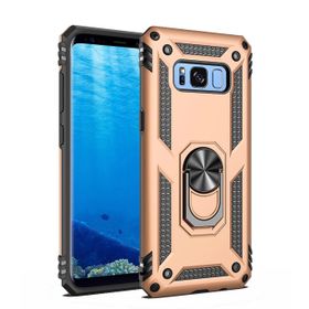 Teleplus Samsung Galaxy S8 Kılıf Vega Yüzüklü Çift Katmanlı Tank Silikon Kırmızı Kılıf