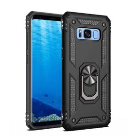 Teleplus Samsung Galaxy S8 Plus Kılıf Vega Yüzüklü Çift Katmanlı Tank Silikon Gümüş Kılıf