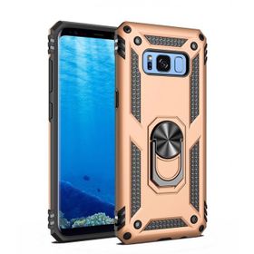 Teleplus Samsung Galaxy S8 Plus Kılıf Vega Yüzüklü Çift Katmanlı Tank Silikon Gümüş Kılıf