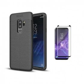 Teleplus Samsung Galaxy S9 Plus Deri Dokulu Silikon Siyah Kılıf