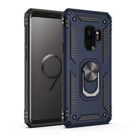 Teleplus Samsung Galaxy S9 Vega Yüzüklü Çift Katmanlı Tank Silikon Lacivert Cep Telefonu Kılıfı