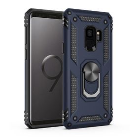 Teleplus Samsung Galaxy S9 Vega Yüzüklü Çift Katmanlı Tank Silikon Lacivert Cep Telefonu Kılıfı