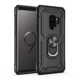 Teleplus Samsung Galaxy S9 Vega Yüzüklü Çift Katmanlı Tank Silikon Lacivert Cep Telefonu Kılıfı
