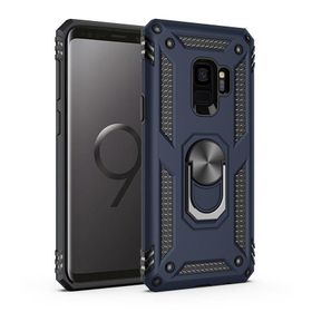 Teleplus Samsung Galaxy S9 Vega Yüzüklü Çift Katmanlı Tank Silikon Lacivert Cep Telefonu Kılıfı