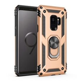 Teleplus Samsung Galaxy S9 Vega Yüzüklü Çift Katmanlı Tank Silikon Lacivert Cep Telefonu Kılıfı
