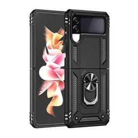 Teleplus Samsung Galaxy Z Flip 4 Vega Yüzüklü Çift Katmanlı Tank Lacivert Kılıf